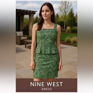 Nine West Green Patterned Skirt Set